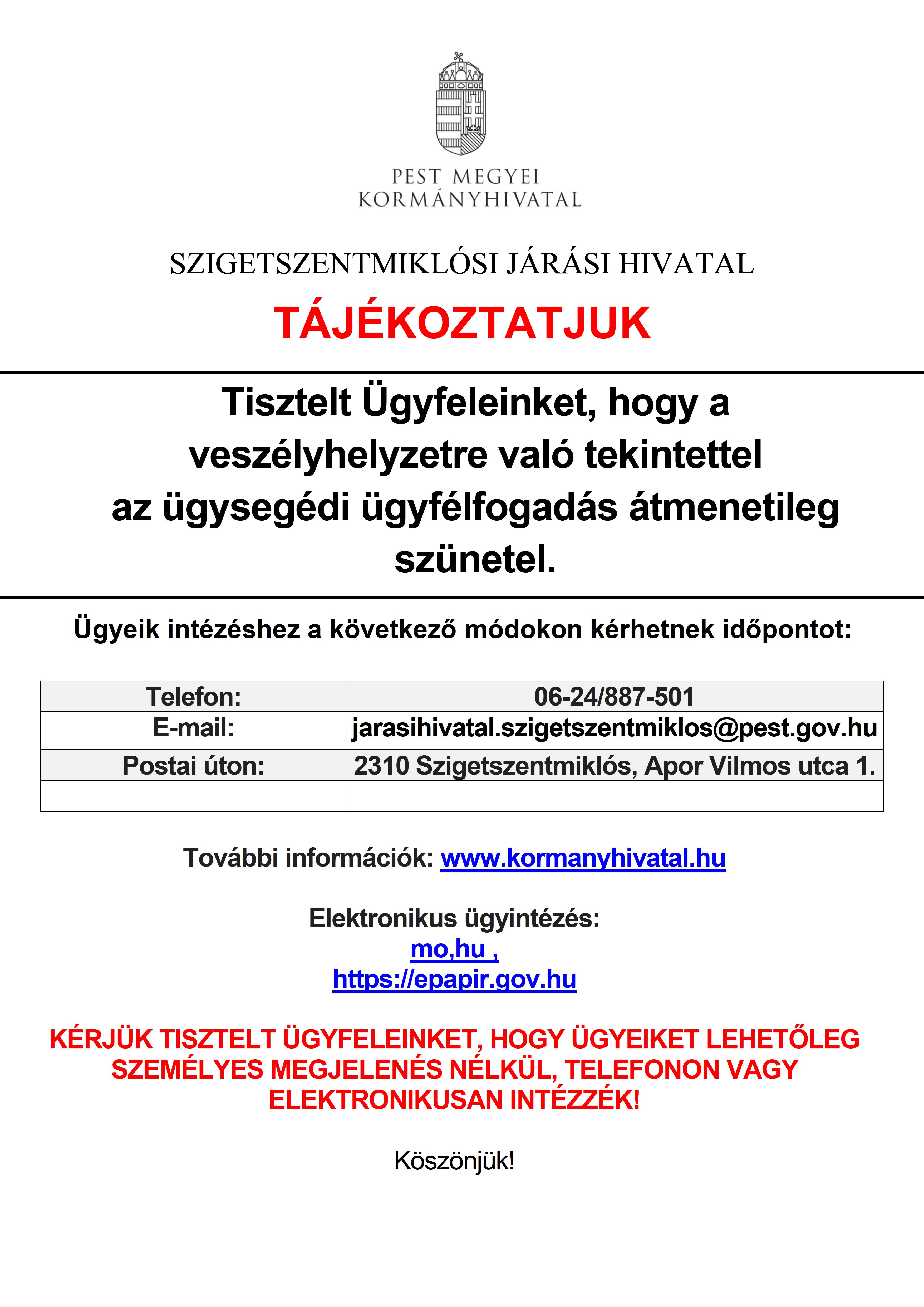 Veszélyhelyzet ügysegédi tevékenység SzSzM JH 20201111